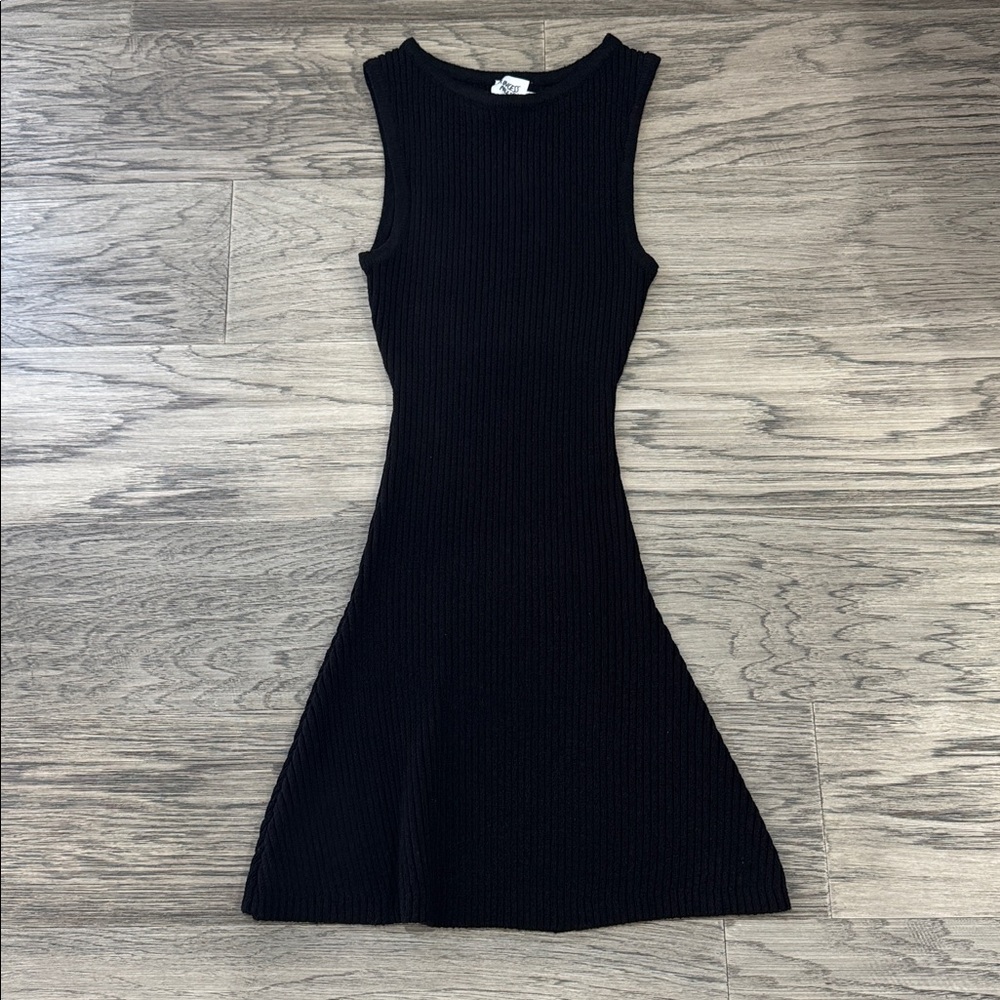 Princess Polly Black Ribbed Knit Dress